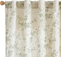 Green Vintage Floral Linen Curtains Farmhouse 38W X 90L 2 Panels | Elisa Series by Lazzzy
