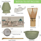 Matcha Whisk Set, 8-Piece Japanese Matcha Set - Ceremony Matcha Set with Matcha Sifter, Matcha Bowl, Whisk Holder, Matcha Whisk, Scoop & Magnetic Gift Box for Matcha Lovers - Matcha Kit
