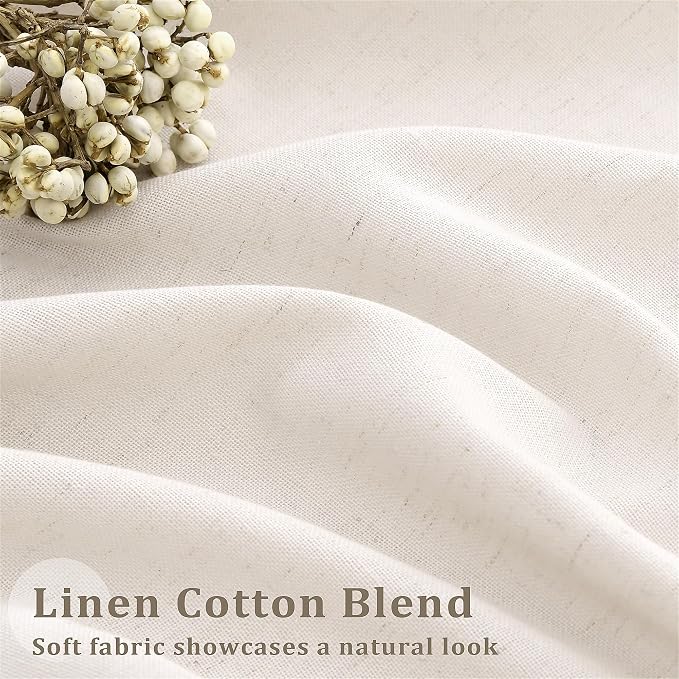 Natural Pinch Pleated Linen Curtains 84 Inches Long Semi Sheer Cream | Light - Image 4