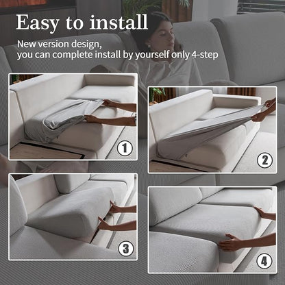OHSIO Sectional Couch Covers, Wear Resistant Stretch Sofa Covers Washable Soft - Image 7
