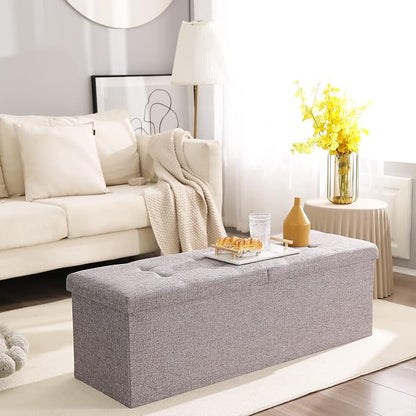 45.3 Inches Foldable Seat Footrest Shoe Bench End of Bed Storage - Image 2
