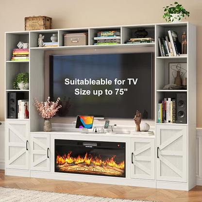 103" Fireplace TV Stand with 40" Electric Fireplace, Farmhouse TV Stand with - Image 7