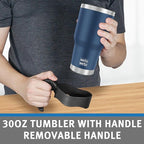 WETOWETO 30 oz Tumbler Stainless Steel Vacuum Insulated Coffee Cup with Handle, Double Wall Vacuum Coffee Thermal Cups for Hot and Cold drinks, Suitable for Travel (Navy Blue, 1 Pack)