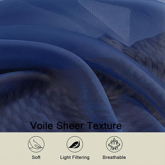 Sheer Curtains 84 Inches Long 2 Panels Set - Image 3