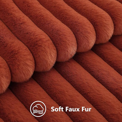 decorUhome Fall Faux Fur Throw Pillow Covers 16x16 Set of 2 Rust | Decorative - Image 2