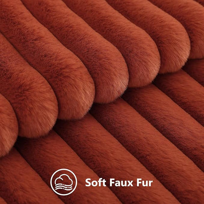 decorUhome Fall Faux Fur Throw Pillow Covers 18x18 Set of 2 Rust | Decorative - Image 2