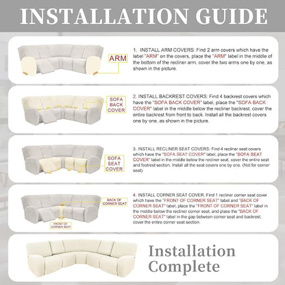 100% Waterproof Sectional Recliner Couch Covers - Image 7