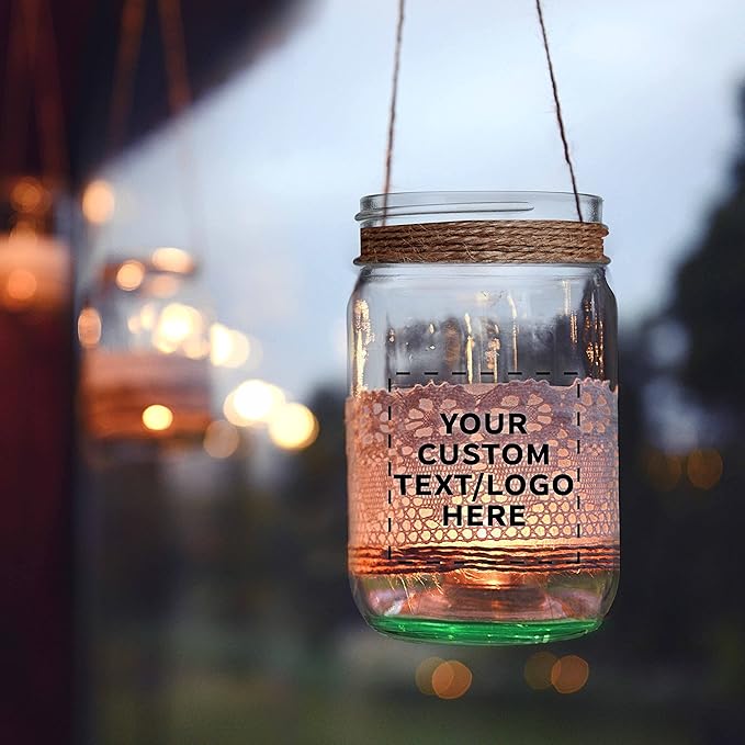 DISCOUNT PROMOS Custom Decorating Mason Jars 12 oz. Set of 10, Personalized Bulk Pack - Glass Jars for Overnight Oats, Candies, Fruits, Pickles, Spices, Beverages - Green
