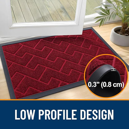 OLANLY Front Door Mat Outside 71x47, All-Season Absorbent Rubber Doormat | Wine - Image 4