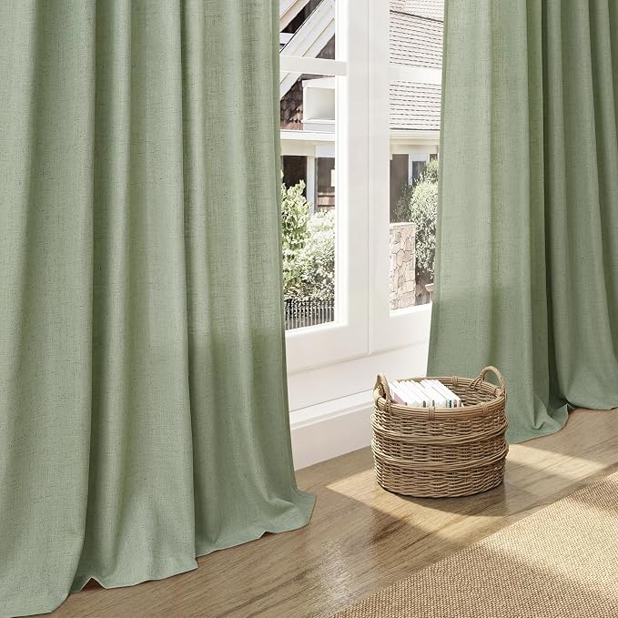 Light Sage Linen Curtains 100 Inches Long - Image 6