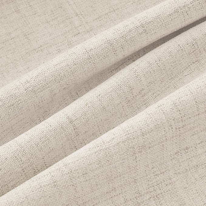 MIULEE 100% Blackout Linen Curtains 42 x 72 Inch Light Ivory 2 Panels | Thermal - Image 9