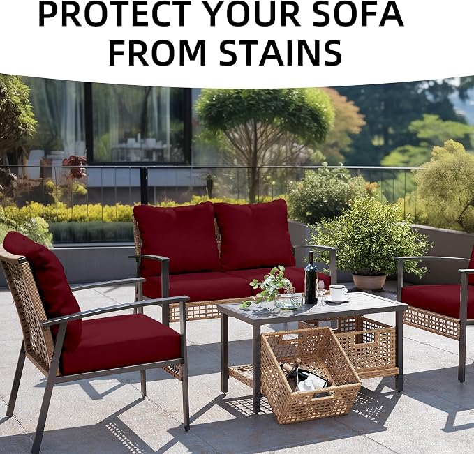 14PCS Patio Cushion Covers, Patio Furniture Couch Seat Slipcovers | Washable - Image 3
