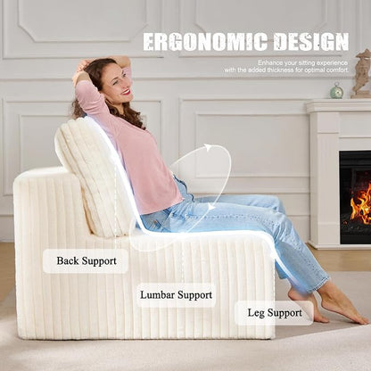 Single Sofa 1 Seat Couch with Deep Seat Memory Foam Cloud Chair with Pillows - Image 4