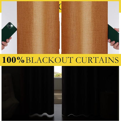 NICETOWN 100% Blackout Burnt Orange Curtains, W52 x L90 in, Thick Linen Blend - Image 5