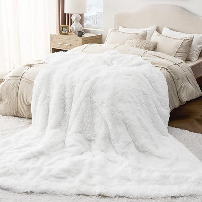 Bedsure GentleSoft Fluffy White Blankets Queen Size - Image 5