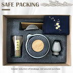 Artcome 9Pcs Japanese Matcha Tea Set, Matcha Bowl with Pouring Spout, Matcha Whisk, Ceramic Whisk Holder, Tea Scoop, Matcha Powder Caddy, Traditional Handmade Matcha Ceremony Gift Box Kit