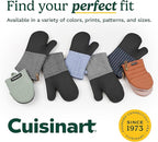 Cuisinart Mini Oven Mitts – 5.5” x 7” Heat-Resistant Kitchen Mitts for Oven with Non-Slip Neoprene Palm, Cotton Filling, and Fabric Loop – Durable Oven Mitt Set for Cooking & Baking (Light Blue)