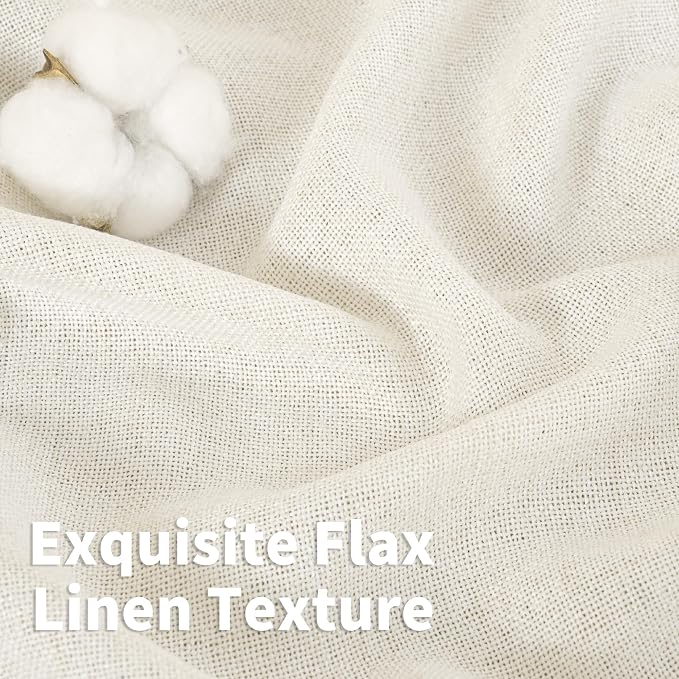 YoungsTex Ivory Linen Curtains 63 Inch Length - Image 4