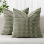 MIULEE Corduroy Decorative Throw Pillow Covers 18x18 Light Olive Pack of 2 | by MIULEE