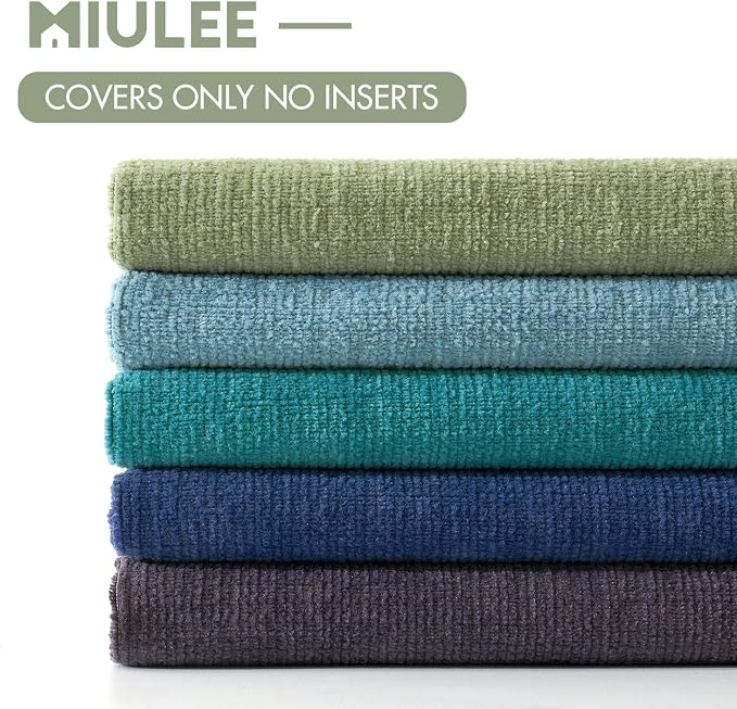 MIULEE Sage Green Chenille Couch Throw Pillow Covers, 18x18 | Set of 2 - Image 8