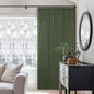 Olive Green Pinch Pleated Linen Semi Sheer Bedroom Curtains 92 Inches Long | by Twodrapes