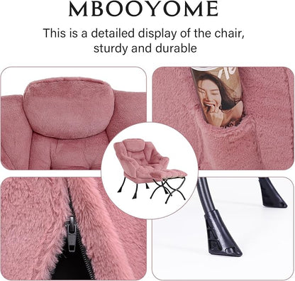 MBOOYOME Lazy Chair with Folding Ottoman, Modern Accent Armchair with Armrests - Image 4