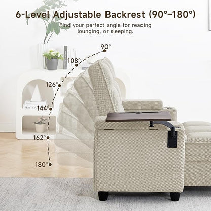 70.9" Chaise Lounge Chair Indoor, Oversized Boucle Upholstered Sofa Bed - Image 8