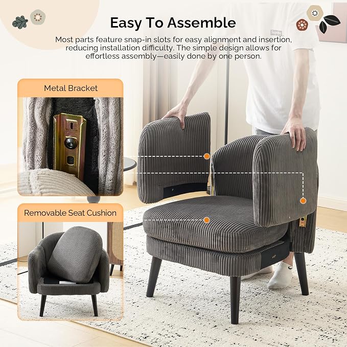 VINGLI 30.3" Wide Modern Barrel Accent Armchair - Image 5
