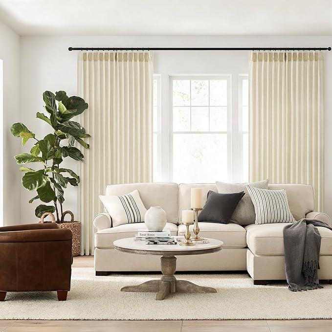 Topfinel 102 Inch Curtains 2 Panels Set, Two Packs Pinch Pleat Back Tab Linen - Image 3