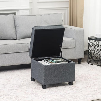 Adeco 17.5" Square Fabric Ottoman - Image 2