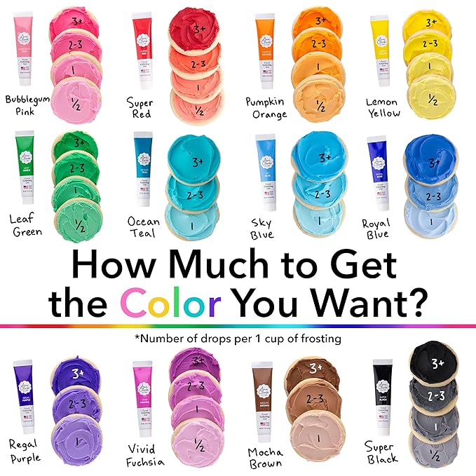 Ann Clark Cookie Cutters Professional-Grade Gel Food Coloring Made in USA .7 oz, 12 Colors