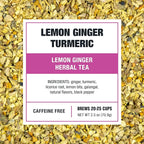 Tiesta Tea - Lemon Ginger Turmeric, Loose Leaf, Lemon Ginger Herbal Tea, Premium Blend, Non Caffeinated Herbal, Make Hot or Iced Brews Up to 25 Cups, 2.5 Ounce Resealable Pouch