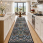 PLHXFR 2.6x14 Washable Runner Rug：Floral Indoor Kitchen Carpet Dark Black | by PLHXFRSoftAreaRugs