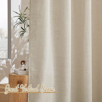 NICETOWN Linen Curtains Taupe 63 inch Long - Image 5