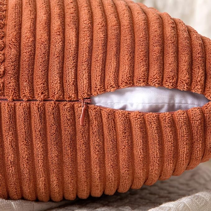 MIULEE Fall Burnt Orange Decorative Lumbar Throw Pillow Covers 12x20 Inch | 2 - Image 3