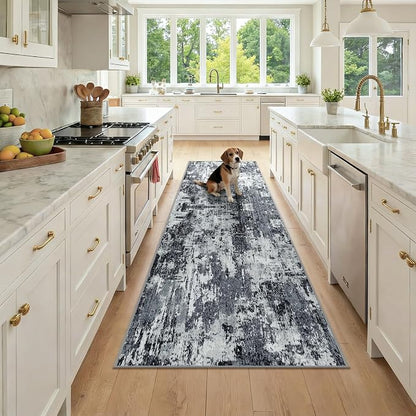 RELEANY Washable Runner 2'6"x8' Abstract Area Rug by RELEANY