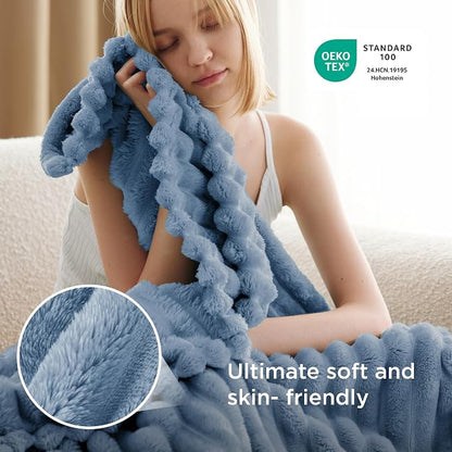 Bedsure Soft Blue Throw Blanket - Image 4