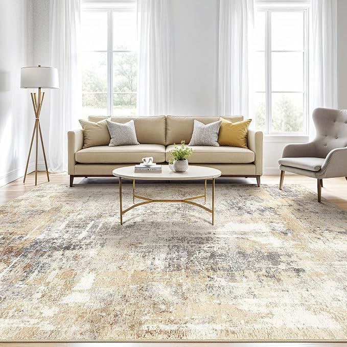 LOONGRUG 12x18 Area Rug Washable Large Neutral Modern Living Room Rugs | - Image 5