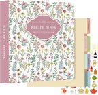 Lanpn Recipe Binder 8.5x11 3 Ring Kit, Blank Organizer Recipe Binder Waterproof Cookbook to Write in Your Own Recipes with 60 Plastic Sleeves,116 Recipes, Dividers,Labels & Stickers, Pink