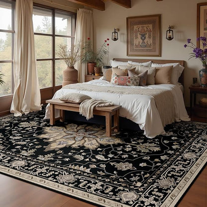 RELEANY Washable Area Rug, Water Repellent, Pet Friendly, Vintage Floral Boho - Image 2