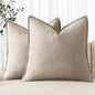 MIULEE Decorative Linen Euro Sham Pillow Covers 24x24 Inch Natural Linen | Boho by MIULEE