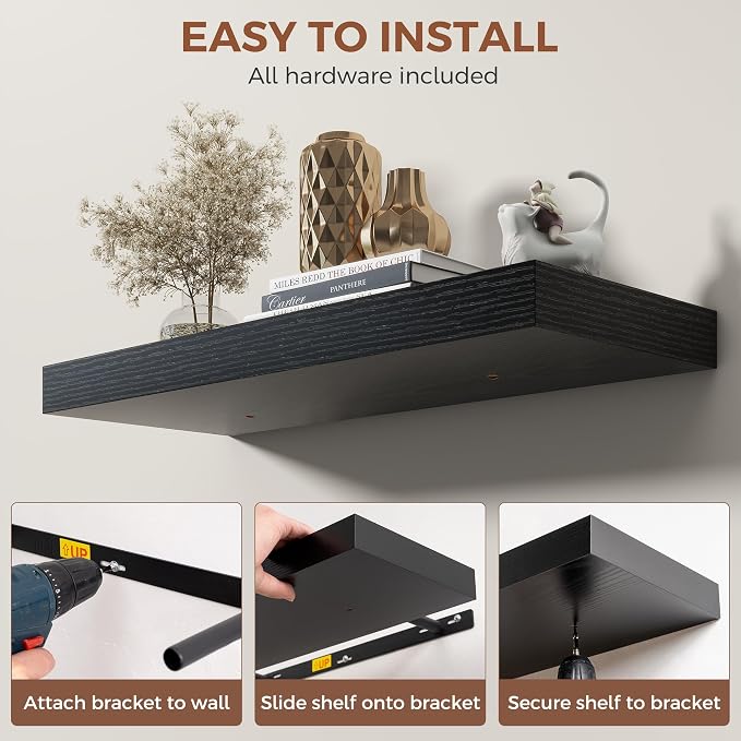 Dreamland 40 Inch Black Floating Shelves - Image 5