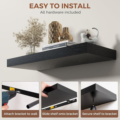 Dreamland 55 Inch Black Floating Shelves - Image 5