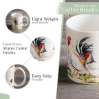 Maison d' Hermine Coffee Mug with Handles Fine Bone China Mugs Pack of Two Tea Cups for Hot Beverages Cappuccino Latte Home Restaurant Office Perfect for Gift (Campagne, 15 Ounce)