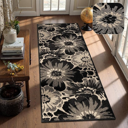 Findosom Hallway Runner Rug 2x6, Non Slip High-Low Textured Floral Washable by Findosom