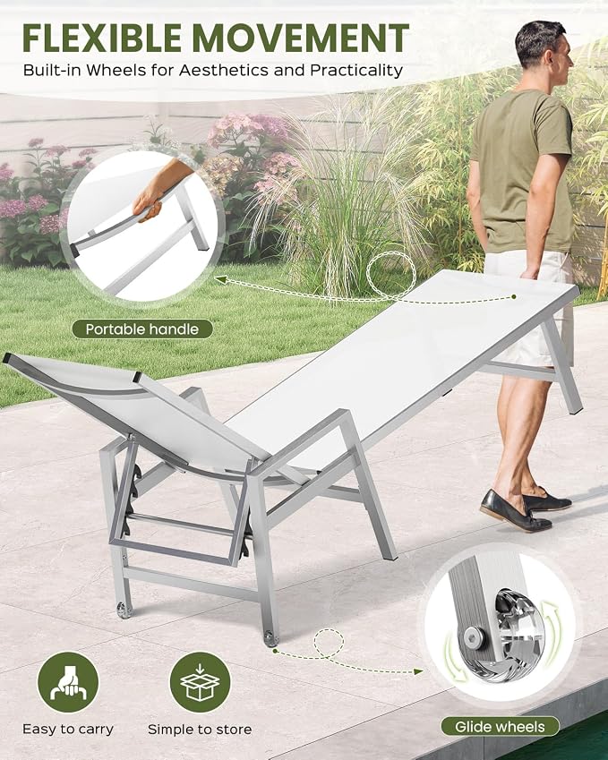 Patio Chaise Lounge Chair Outdoor Set of 2 - Image 5
