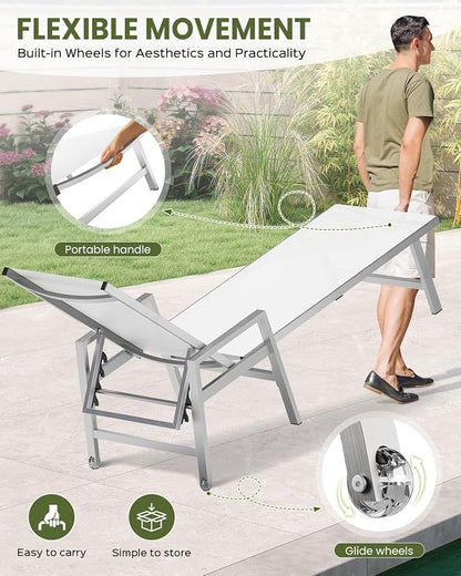 Patio Chaise Lounge Chair Outdoor Set of 2 - Image 5