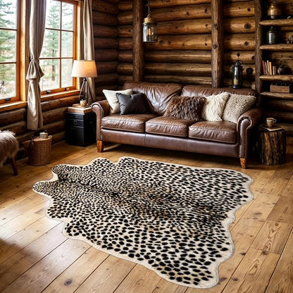 Cheetah Print Rug, Leopard Area Rug 4.6x5.7ft Faux Animal Print Skin Cheetah Rug - Image 5