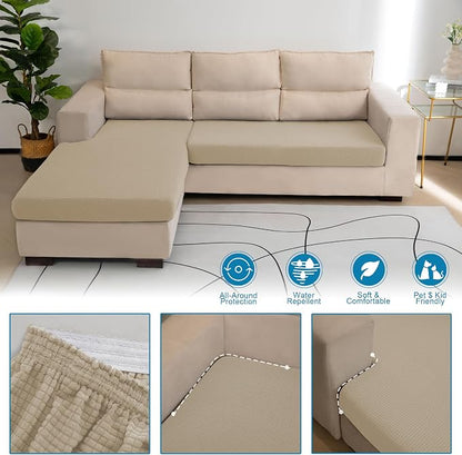 Water Repellent Couch Cushion Cover Loveseat Cover, Stretch Sectional Sofa Seat - Image 5
