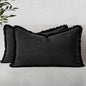 MIULEE Boho Linen Fringe Decorative Lumbar Throw Pillow Covers Black 12x20 | by MIULEE